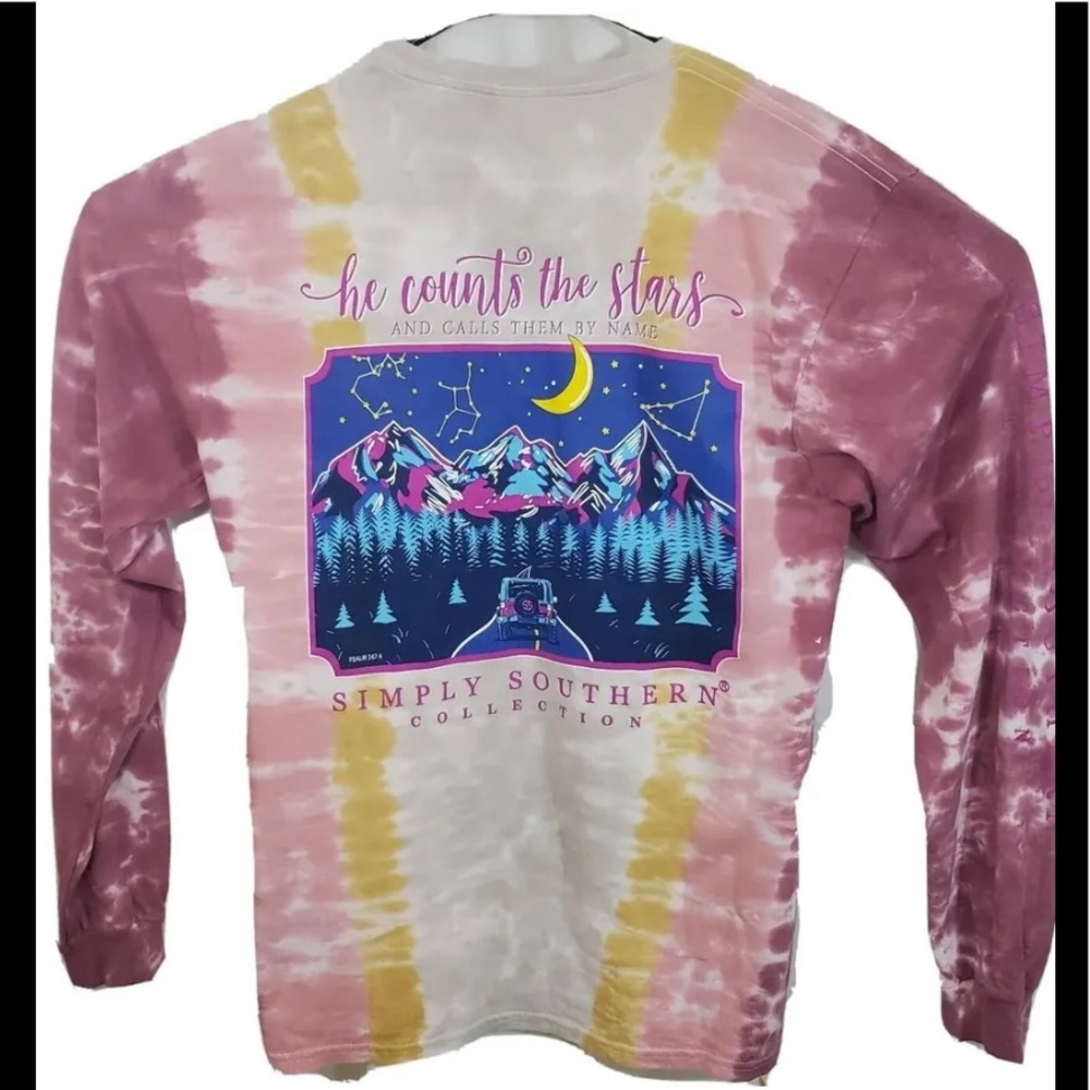 NWT Simply Southern tie dye astrology jeep mountains graphics long sleeve top